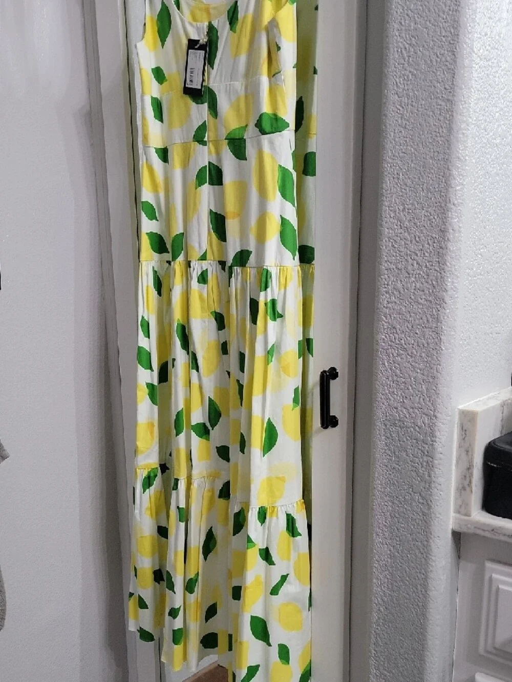 kate spade White Maxi Dress with Yellow Lemon & Green Leaf Print - Picture 6 of 6